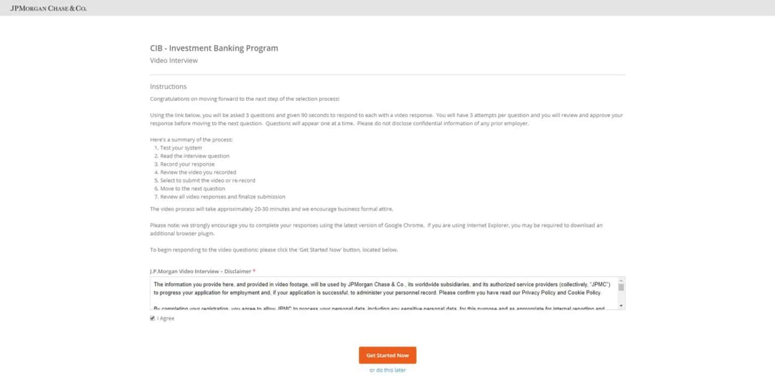 JP HireVue Questions Investment Banking Division Lumovest